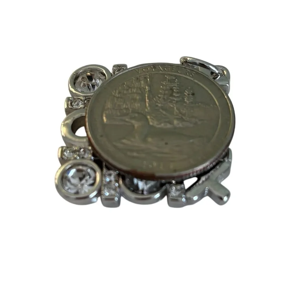 Swarovski Vintage Silver & Rhinestone Tic-Tac-Toe XOXO Pendant.